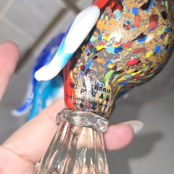 Handmade Murano Glass Rooster Figurine 7.5" Multicolor Art Piece By PMG Vetreria - Picture 3 of 15